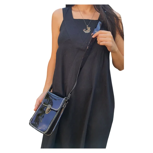 Semiramis Dionysos Ss10 Model El Yapımı Vintage Unisex El Dikişi Crazy Deri Küçük Boy Çanta Telefon Çantası - Görsel 4