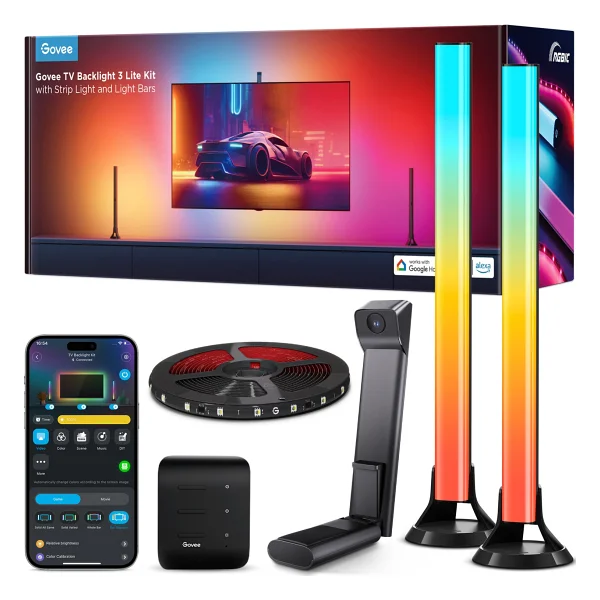Govee TV Backlight 3 Lite Kit + 2'li Aydınlatma Bar Rgbıcw H605a 55-65 İnç TV Arkası LED Aydınlatma - Görsel 8