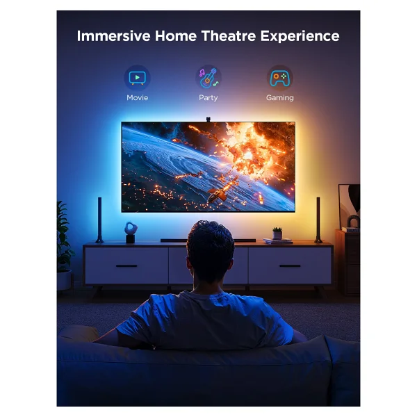Govee TV Backlight 3 Lite Kit + 2'li Aydınlatma Bar Rgbıcw H605a 55-65 İnç TV Arkası LED Aydınlatma - Görsel 3