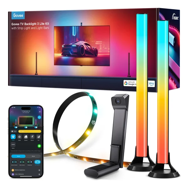 Govee TV Backlight 3 Lite Kit + 2'li Aydınlatma Bar Rgbıcw H605a 55-65 İnç TV Arkası LED Aydınlatma - Görsel 5