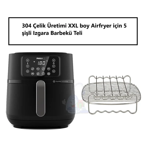 Phılıps Hd9285/96 Airfryer 5000 Serisi XXL Connected Fritöz Izgara Teli Ve 5 Adet Şiş - Görsel 3