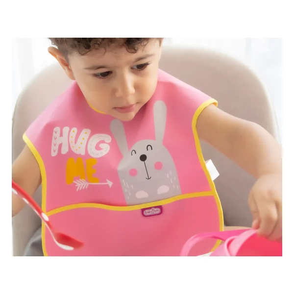 Babyjem Poli Muşamba Büyük Pembe Önlük - Görsel 9
