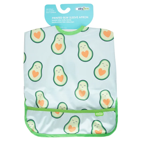 Babyjem Baskılı Blw Kollu Mama Önlüğü Avakado Desen - Yeşil - 6 - 12 Ay - Görsel 7