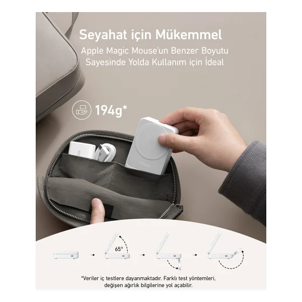 Anker B2557 Maggo Beyaz 3in1 Kablosuz Hızlı Şarj Aleti - Görsel 7