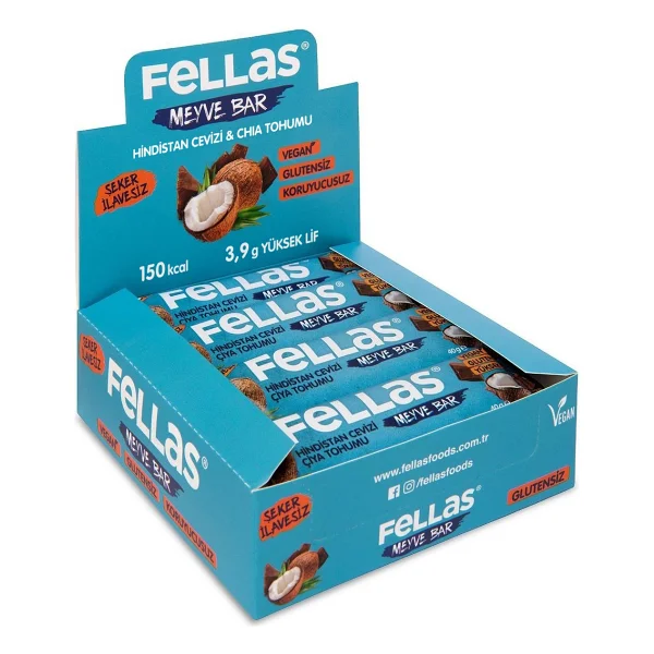Fellas Meyve Bar - Hindistan Cevizli Ve Chialı (40 G) X 12 Adet - Görsel 9