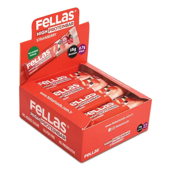 Fellas Yüksek Protein Bar - Çilekli 45 G X 12 Adet - Görsel 10