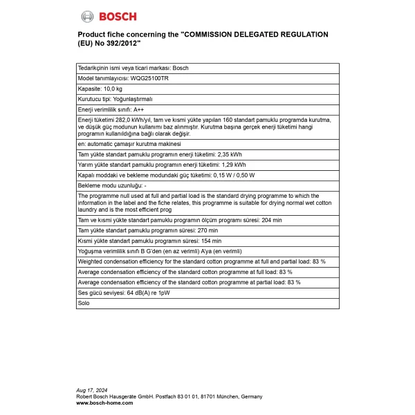Bosch Wqg25100tr 10 Kg Çamaşır Kurutma Makinesi - Görsel 5