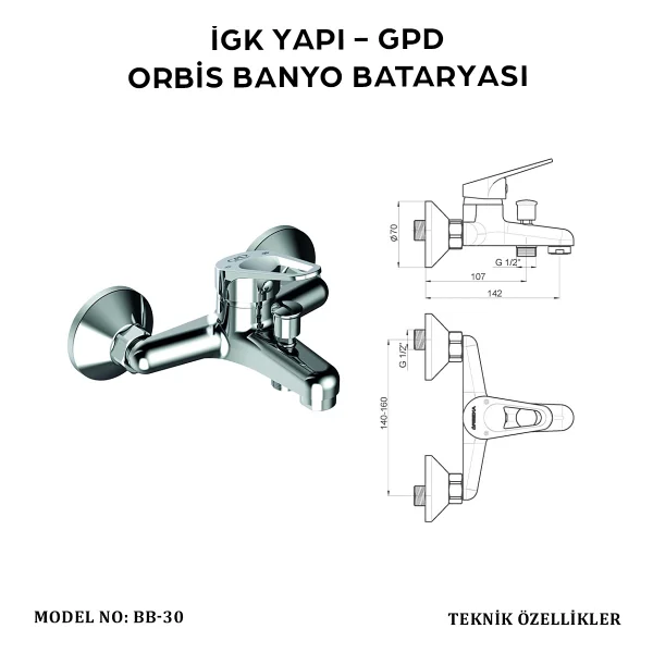 Gpd Arbeka Orbis Bb30 Banyo Bataryası - Görsel 3