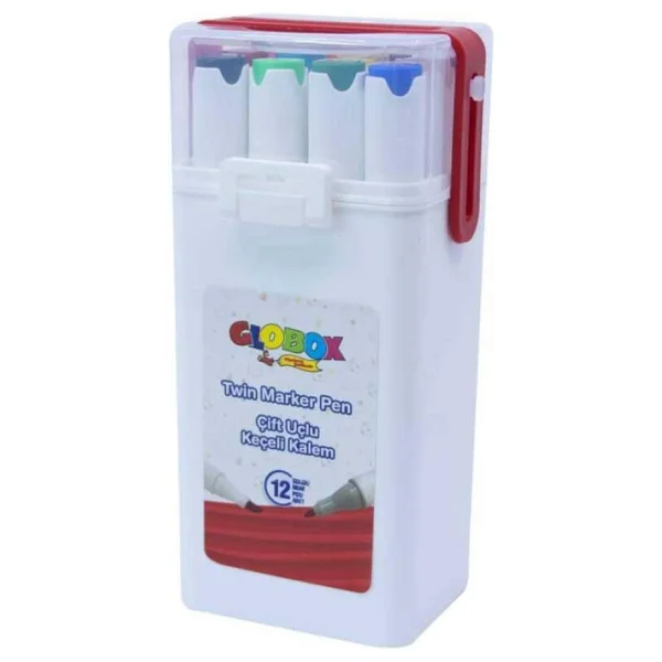 Globox Plastik Çantalı 12'li Çift Taraflı Marker Kalem Seti - Görsel 2