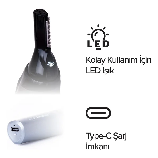 Bester Ne8003 Işıklı Kulak Burun Tüy Kesme Makinesi - Görsel 3