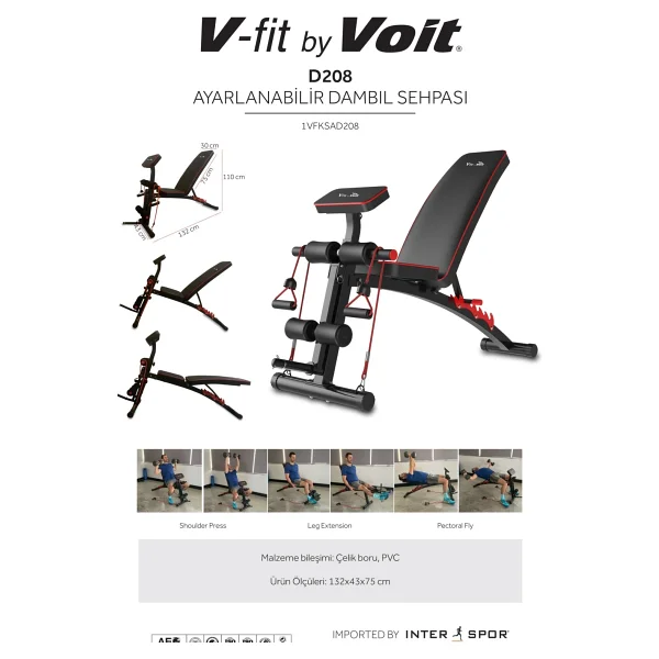 V-Fit D208 Katlanabilir Mekik Ve Ağırlık Sehpası - Görsel 6