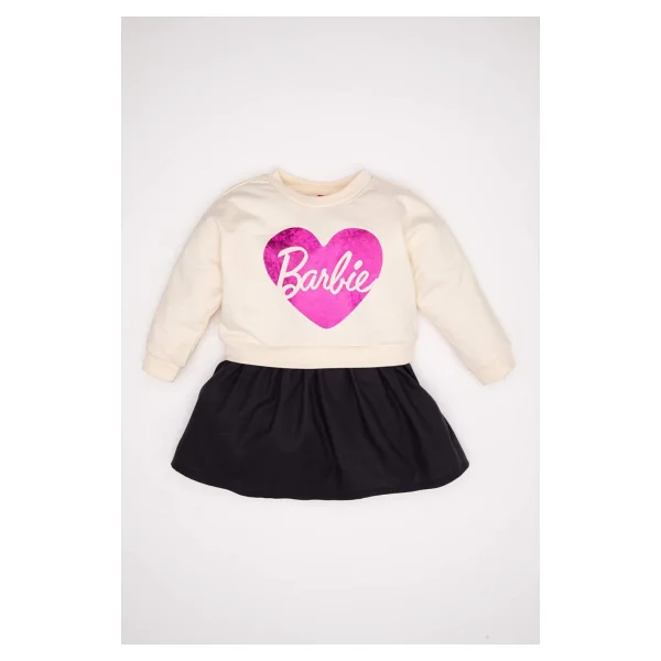 Defacto Kız Bebek Bisiklet Yaka Barbie Uzun Kollu Sweatshirt Elbise D2542a524au - 4 - 5 Yaş - Ekru-Er233 - Görsel 6