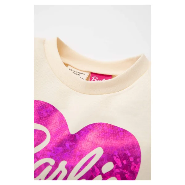 Defacto Kız Bebek Bisiklet Yaka Barbie Uzun Kollu Sweatshirt Elbise D2542a524au - 4 - 5 Yaş - Ekru-Er233 - Görsel 2