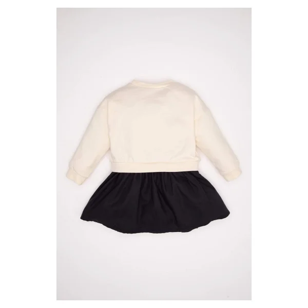Defacto Kız Bebek Bisiklet Yaka Barbie Uzun Kollu Sweatshirt Elbise D2542a524au - 4 - 5 Yaş - Ekru-Er233 - Görsel 5