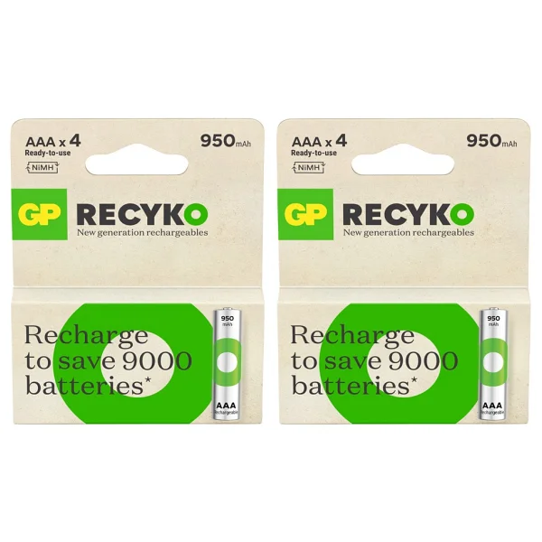Gp Recyko 950 mAh 4'lü Şarjlı Aaa İnce Kalem Pil - Görsel 7