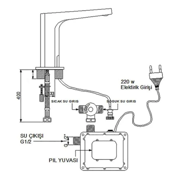 Newarc 517523 Aqua Fotoselli Lavabo Bataryası - Görsel 2