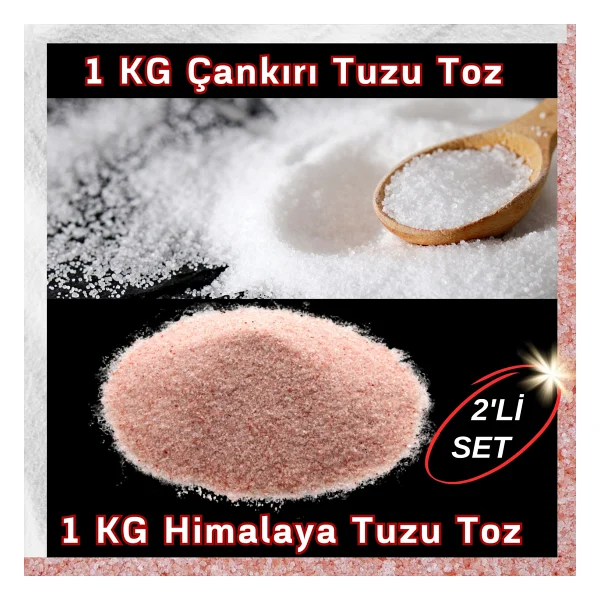 Hanzade Bitkisel Çankırı Tuzu 1 kg + Himalaya Tuzu 1 kg Toz Öğütülmüş Doğal Kaya Tuzu Seti - 2 kg - Görsel 2