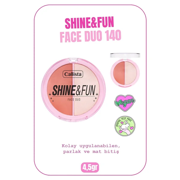 Callista Shine & Fun Face Duo 140 Good Company Allık Ve Aydınlatıcı Paleti - Görsel 3