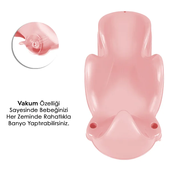 Meleni Baby Vakum Tabanlı Bebek Yıkama Banyo Aparatı - Bebek Yıkama Koltuğu Küvet Oturağı - Pembe - Görsel 3