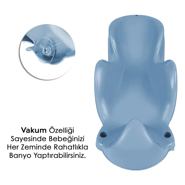 Meleni Baby Vakum Tabanlı Bebek Yıkama Banyo Aparatı - Bebek Yıkama Koltuğu Küvet Oturağı - Mavi - Görsel 3