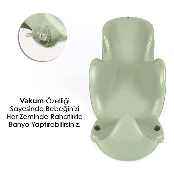 Meleni Baby Vakum Tabanlı Bebek Yıkama Banyo Aparatı - Bebek Yıkama Koltuğu Küvet Oturağı - Yeşil - Görsel 3