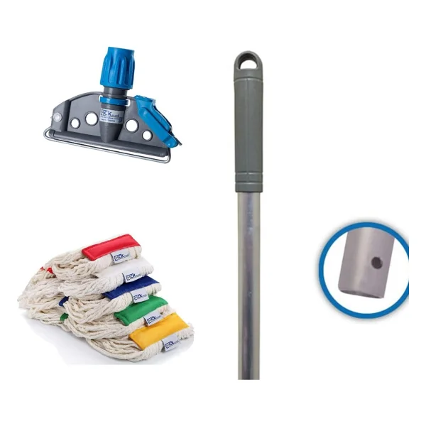 Mck Plus Çift Kovalı Plastik Temizlik Arabası Paspas Arabası Islak Mop Seti 20 Islak Mop - Siyah - Görsel 2