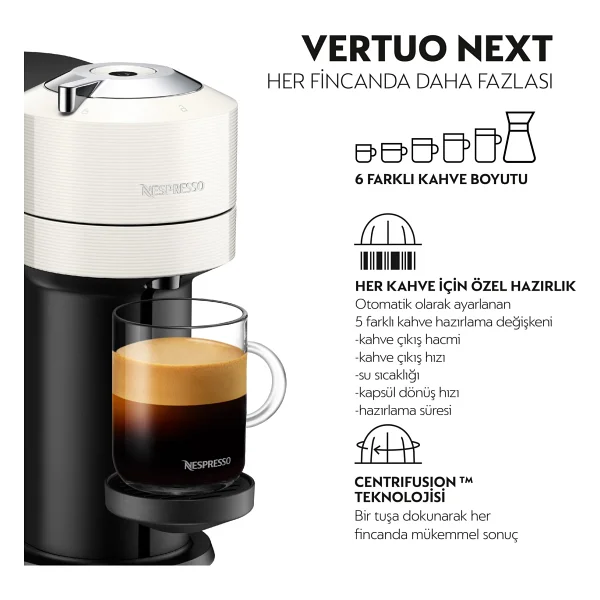 Nespresso Vertuo Next Beyaz Kapsül Kahve Makinesi - Görsel 2