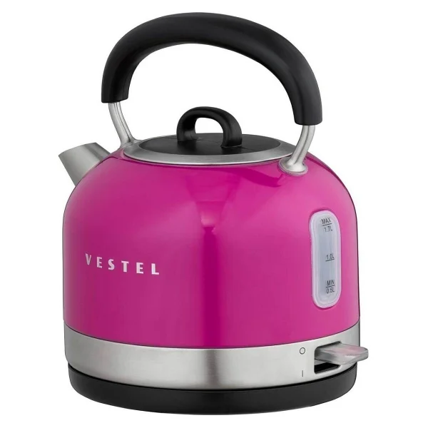 Vestel Retro Pembe 2200 W 1.7 Lt Çelik Kettle - Görsel 2