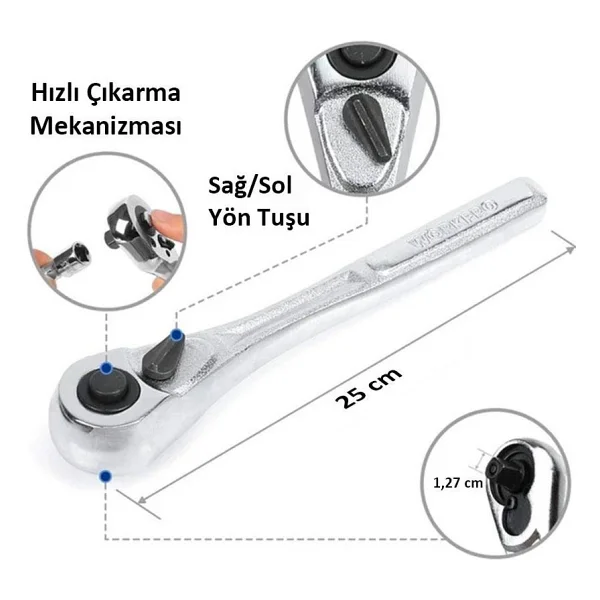 Workpro Wp202525 30 Parça 1/2'' Cr-V Lokma Takımı - Görsel 10