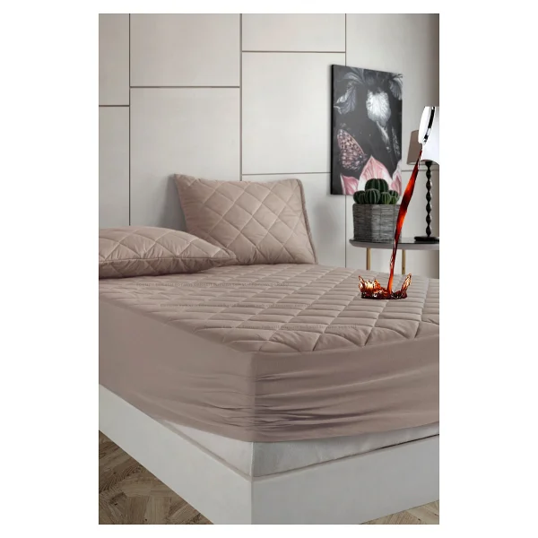 Formeya Pamukkale Alez Set Pembe % 100 Pamuk Kapitone Sıvı Geçirmez Alez Ve Yastık Koruyucu Set - 90 X 200 Cm - Görsel 2