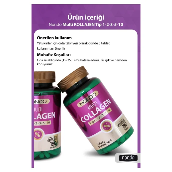 Nondo Multi Collagen Tip 1-2-3-5-10 180 Tablet - Görsel 3