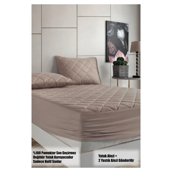 Formeya Pamukkale Alez Set Pembe Pamuk Kapitone Yatak Koruyucu Alez Ve Yastık Koruyucu Set - 140 X 190 Cm - Görsel 2