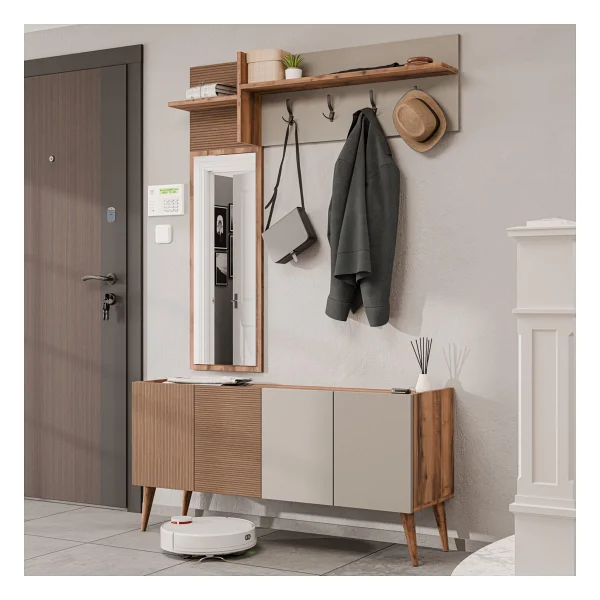 Mezza Theo 5064 Beyaz 4 Kapaklı Sol Aynalı Portmanto - Görsel 8