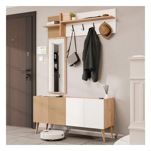 Mezza Theo 5064 Beyaz 4 Kapaklı Sol Aynalı Portmanto - Görsel 7