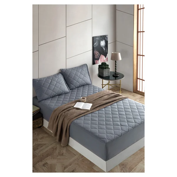 Formeya Pamukkale Alez Set Pembe Pamuk Kapitone Yatak Koruyucu Alez Ve Yastık Koruyucu Set - 140 X 190 Cm - Görsel 4