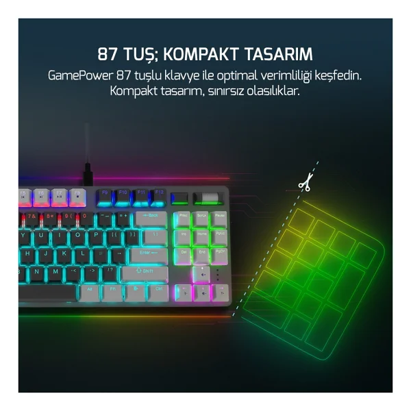Gamepower Eva 5 Tkl Red Switch Kablolu Mekanik Oyuncu Klavyesi - Görsel 2