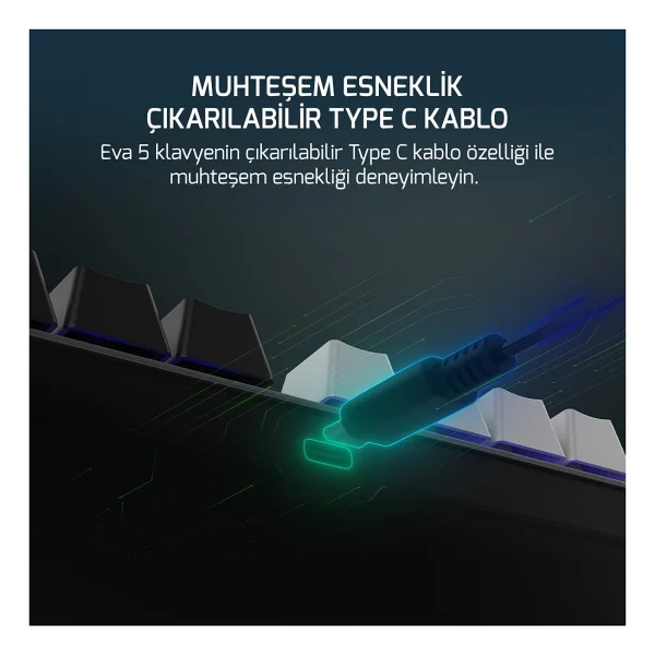 Gamepower Eva 5 Tkl Red Switch Kablolu Mekanik Oyuncu Klavyesi - Görsel 6