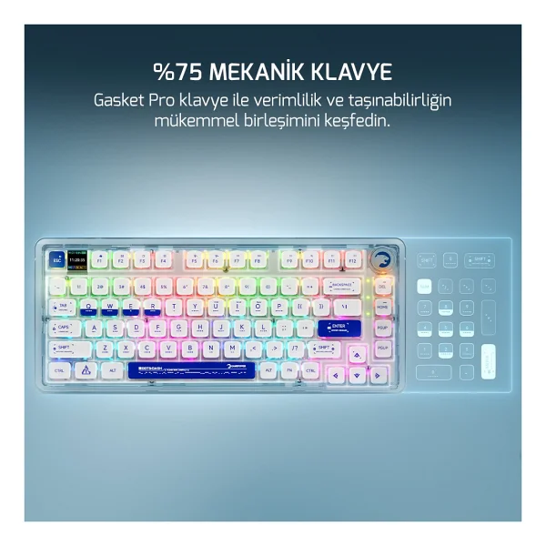 Gamepower Gasket Pro RGB %75 Tkl Red Switch Kablolu/Kablosuz Mekanik Oyuncu Klavyesi - Görsel 2