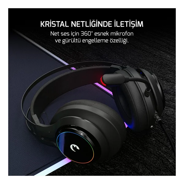 Gamepower Kugon 7.1 USB Kablolu Kulak Üstü Oyuncu Kulaklığı - Görsel 3