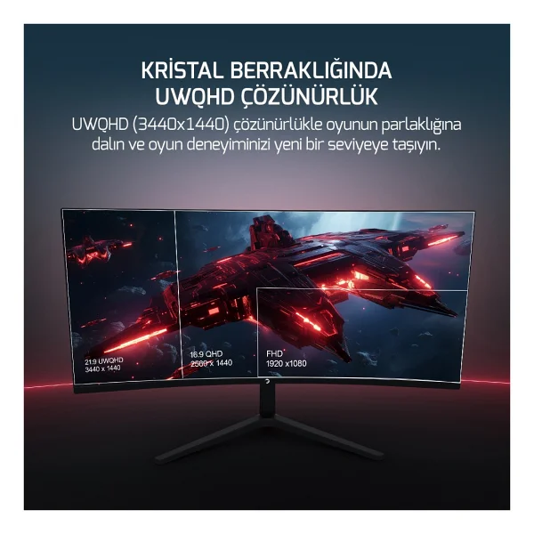 Gamepower Wq34 34'' 1 Ms Wqhd Curved 180 Hz Oyuncu Monitörü - Görsel 5