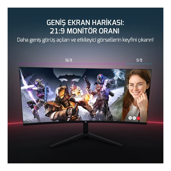 Gamepower Wq34 34'' 1 Ms Wqhd Curved 180 Hz Oyuncu Monitörü - Görsel 8