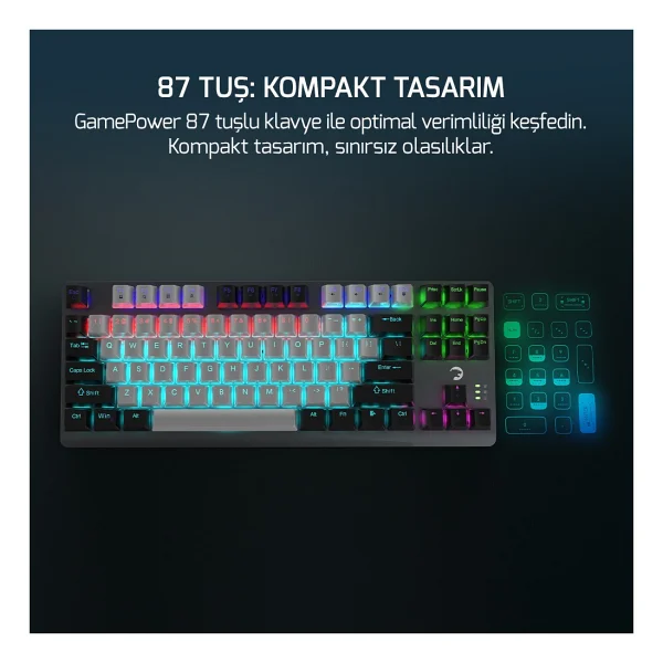 Gamepower Eva 3 Tkl Red Switch Kablolu Mekanik Oyuncu Klavyesi - Görsel 2