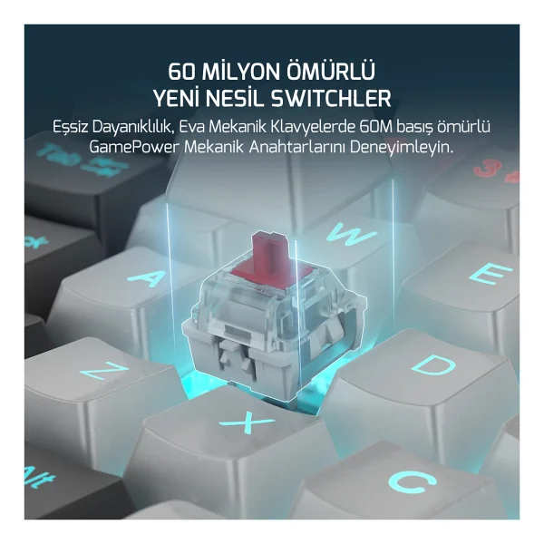 Gamepower Eva 3 Tkl Red Switch Kablolu Mekanik Oyuncu Klavyesi - Görsel 3