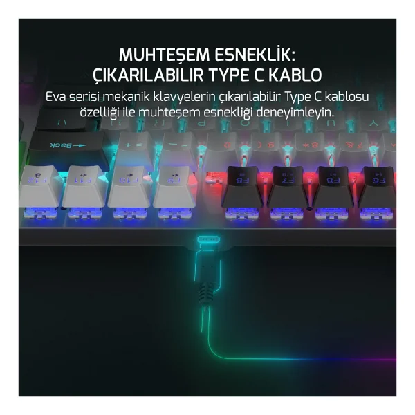 Gamepower Eva 3 Tkl Red Switch Kablolu Mekanik Oyuncu Klavyesi - Görsel 5