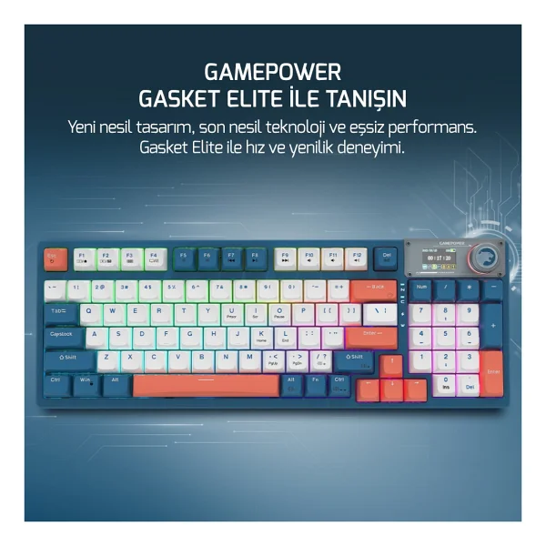 Gamepower Gasket Elite RGB Red Switch Kablolu/Kablosuz Mekanik Oyuncu Klavyesi - Görsel 2