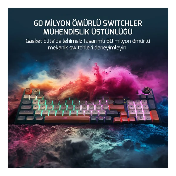 Gamepower Gasket Elite RGB Red Switch Kablolu/Kablosuz Mekanik Oyuncu Klavyesi - Görsel 3