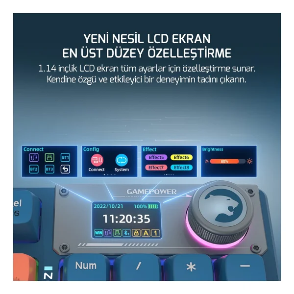 Gamepower Gasket Elite RGB Red Switch Kablolu/Kablosuz Mekanik Oyuncu Klavyesi - Görsel 4