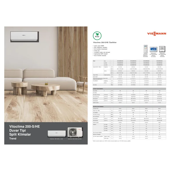 Viessmann Vitoclima 200-S/He Trend Swaa200mha068 A++ 24000 Btu Inverter Duvar Tipi Klima - Görsel 6