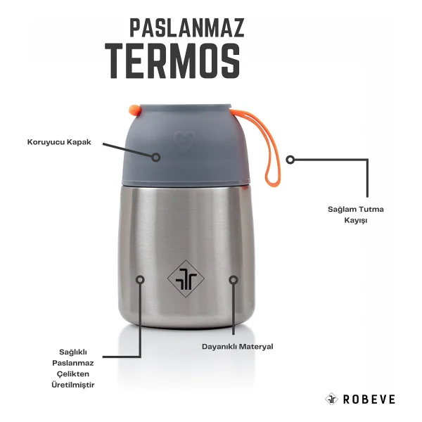 Robeve Vakumlu Çift Taraflı Mama Termosu 450 Ml - Görsel 2
