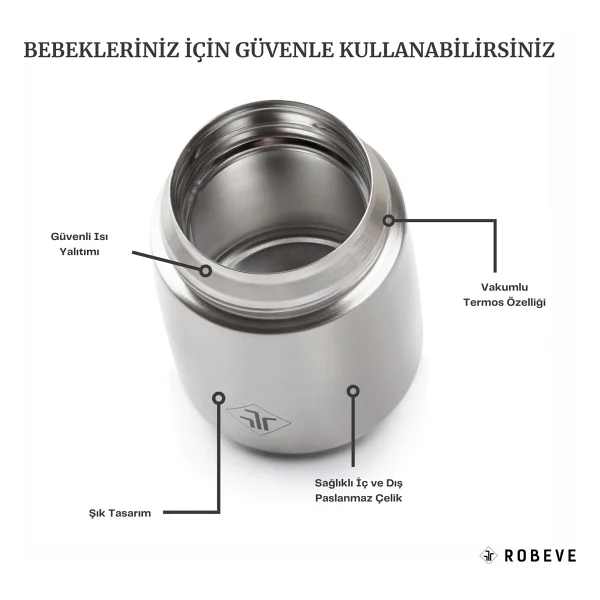 Robeve Vakumlu Çift Taraflı Mama Termosu 450 Ml - Görsel 3